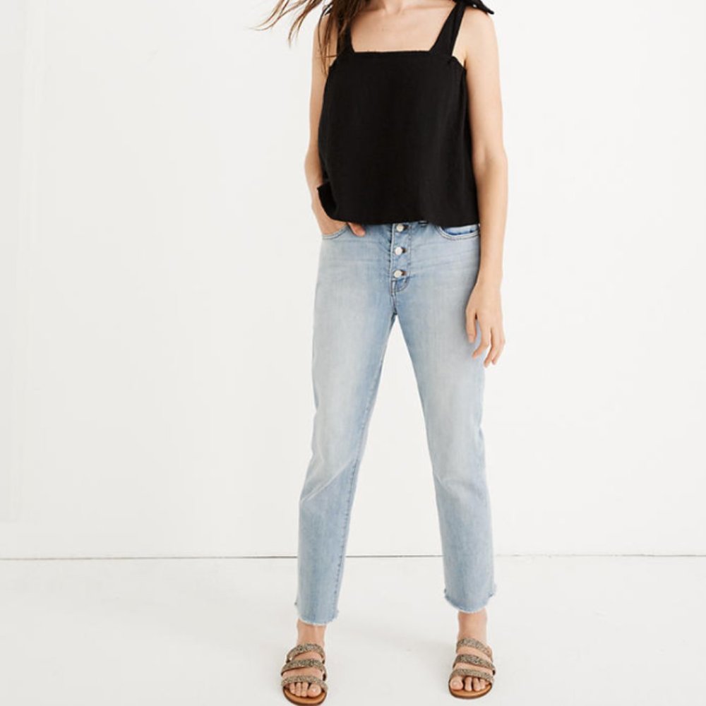 MADEWELL High-Rise Slim Boyjean in Fitzgerald Wash: Button-Front Edition